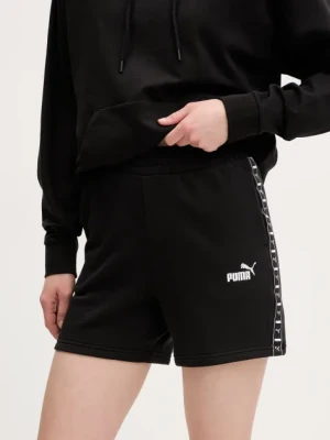 Puma szorty damskie kolor czarny z nadrukiem high waist 685012