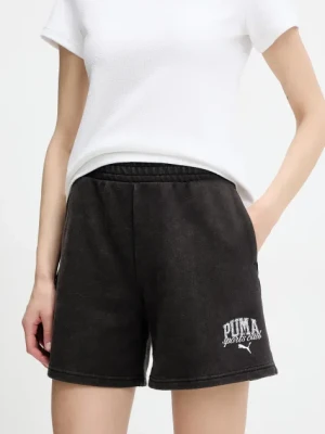 Puma szorty damskie kolor czarny z nadrukiem high waist 685035