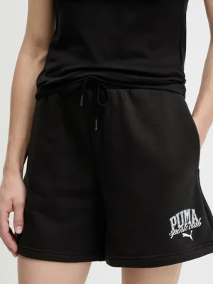 Puma szorty damskie kolor czarny z nadrukiem high waist 685038