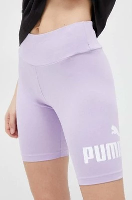 Puma szorty damskie kolor fioletowy z nadrukiem high waist 848347.