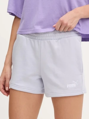 Puma szorty damskie kolor niebieski z aplikacją high waist 682439