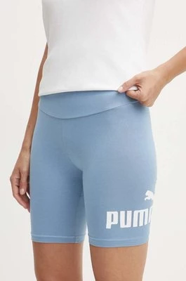 Puma szorty damskie kolor niebieski z nadrukiem high waist 848347.