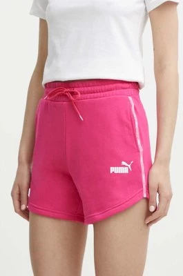 Puma szorty damskie kolor różowy z aplikacją high waist 677924