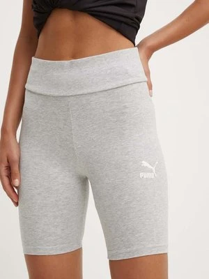 Puma szorty damskie kolor szary z nadrukiem high waist 530234-01