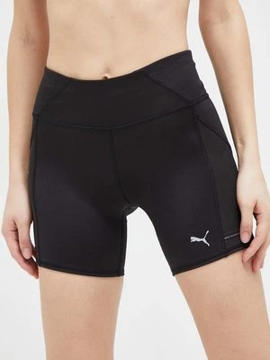 Puma szorty do biegania Favorite kolor czarny gładkie high waist 523177