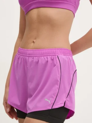 Puma szorty do biegania Velocity kolor różowy wzorzyste medium waist 526588