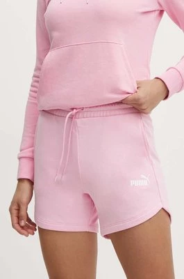 Puma szorty Essentials damskie kolor różowy gładkie high waist