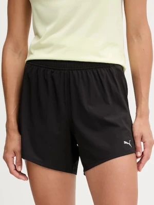 Puma szorty treningowe damskie kolor czarny gładkie high waist 526587