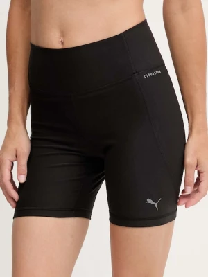 Puma szorty treningowe damskie kolor czarny gładkie high waist 527454