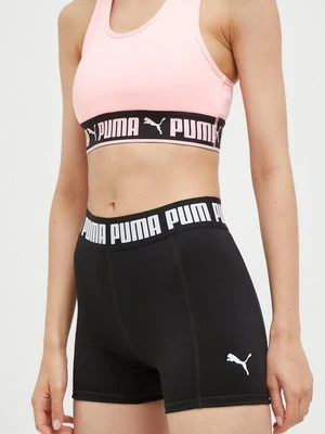 Puma szorty treningowe Strong kolor czarny z nadrukiem high waist 521651