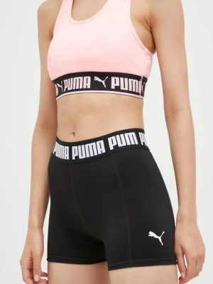 Puma szorty treningowe Strong kolor czarny z nadrukiem high waist 521651