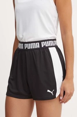 Puma szorty treningowe Train All Day kolor czarny gładkie high waist