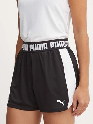 Puma szorty treningowe Train All Day kolor czarny gładkie high waist