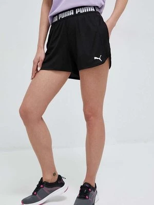 Puma szorty treningowe Train All Day kolor czarny z nadrukiem high waist