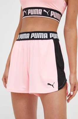 Puma szorty treningowe Train All Day kolor różowy gładkie high waist