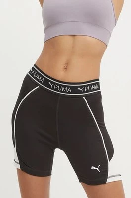 Puma szorty treningowe Train Strong kolor czarny wzorzyste high waist 525042