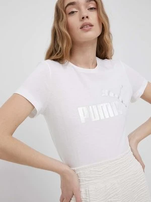 Puma t-shirt bawełniany 848303 kolor biały