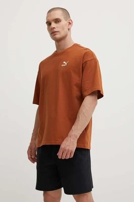 Puma t-shirt bawełniany BETTER CLASSICS męski kolor brązowy z aplikacją 679188