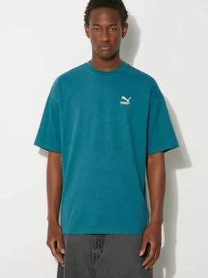 Puma t-shirt bawełniany BETTER CLASSICS męski kolor niebieski z aplikacją 679188
