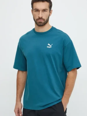 Puma t-shirt bawełniany BETTER CLASSICS męski kolor niebieski z aplikacją 679188