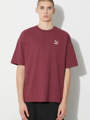 Puma t-shirt bawełniany BETTER CLASSICS Oversized Tee męski kolor bordowy gładki 621315