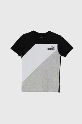 Puma t-shirt bawełniany dziecięcy PUMA POWER B kolor czarny wzorzysty