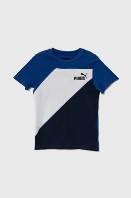 Puma t-shirt bawełniany dziecięcy PUMA POWER B kolor granatowy wzorzysty