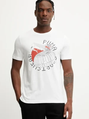 Puma t-shirt bawełniany GRAPHICS Execution męski kolor biały z nadrukiem 684833