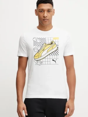 Puma t-shirt bawełniany GRAPHICS Sneaker męski kolor biały z nadrukiem 684830