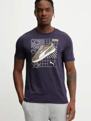 Puma t-shirt bawełniany GRAPHICS Sneaker męski kolor granatowy z nadrukiem 684830