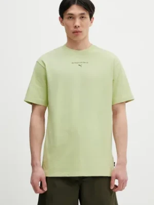 Puma t-shirt bawełniany GRAPHICS The Puma Cat Tee męski kolor zielony z nadrukiem 629411