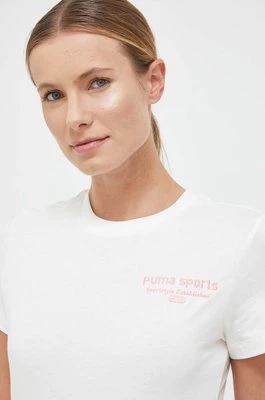 Puma t-shirt bawełniany kolor beżowy