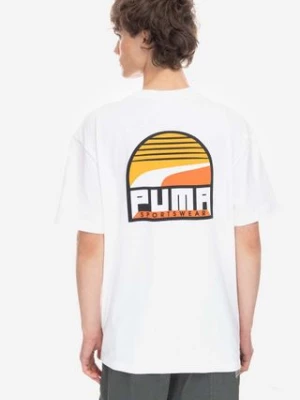 Puma t-shirt bawełniany kolor biały z nadrukiem 539158.52-BIALY