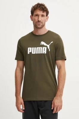 Puma t-shirt bawełniany kolor brązowy z nadrukiem