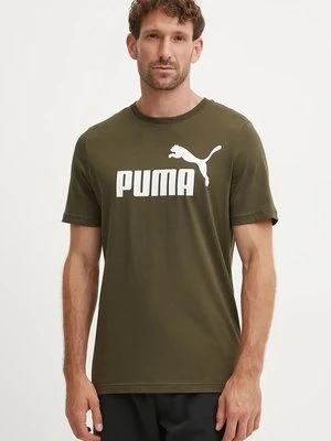 Puma t-shirt bawełniany kolor brązowy z nadrukiem