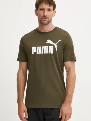 Puma t-shirt bawełniany kolor brązowy z nadrukiem