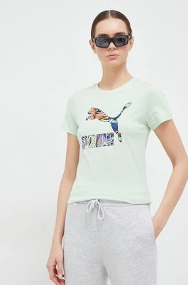 Puma t-shirt bawełniany kolor zielony