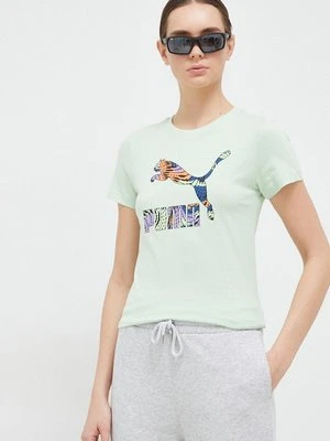 Puma t-shirt bawełniany kolor zielony