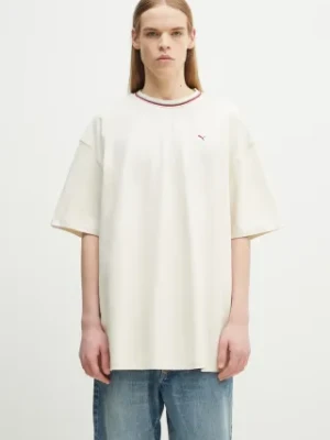 Puma t-shirt bawełniany męski kolor beżowy gładki 629394