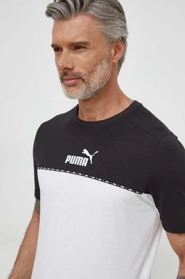 Puma t-shirt bawełniany męski kolor biały wzorzysty 673341