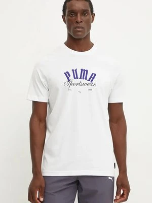 Puma t-shirt bawełniany męski kolor biały z nadrukiem 628009