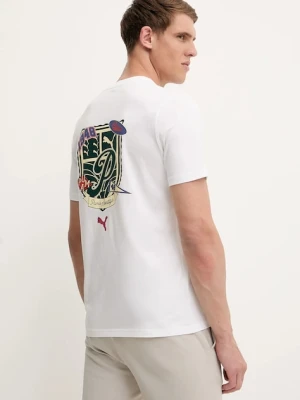 Puma t-shirt bawełniany męski kolor biały z nadrukiem 629628