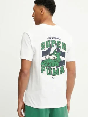 Puma t-shirt bawełniany męski kolor biały z nadrukiem 629639