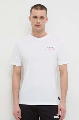 Puma t-shirt bawełniany męski kolor biały z nadrukiem 625415