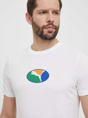 Puma t-shirt bawełniany męski kolor biały z nadrukiem 680183