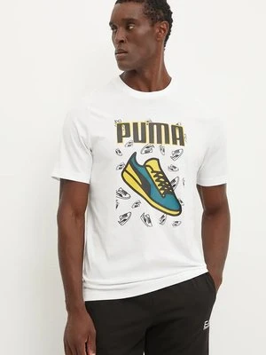 Puma t-shirt bawełniany męski kolor biały z nadrukiem 683209