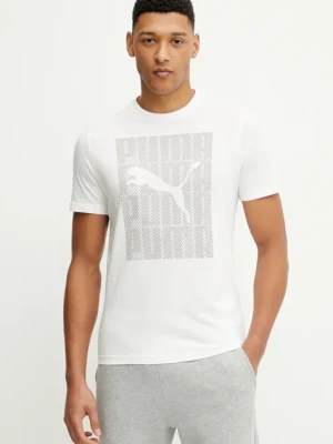 Puma t-shirt bawełniany męski kolor biały z nadrukiem 684825