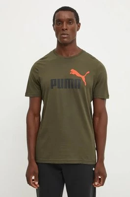 Puma t-shirt bawełniany męski kolor brązowy z nadrukiem 586759