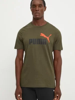 Puma t-shirt bawełniany męski kolor brązowy z nadrukiem 586759