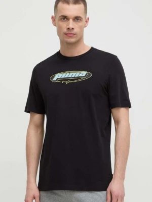 Puma t-shirt bawełniany męski kolor czarny z nadrukiem 625424